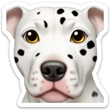 white pitbull with black spots and one black spot around the eye  sticker