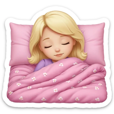 Cute blonde girl sleeping on a pink kawaii bed sticker