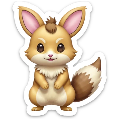 Kawaii Shiny Colorful Pastel-Furret-Emolga-Eevee-fusion Full Body sticker