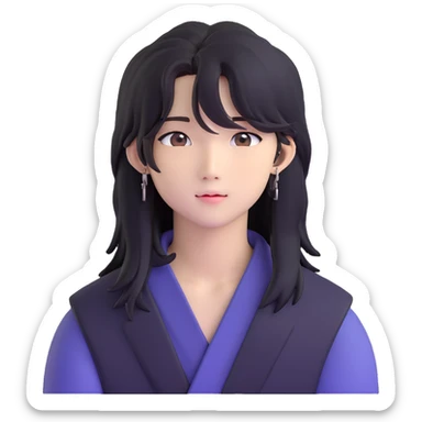 Hyunjin from Stray Kids, K-pop idol with long hair sticker