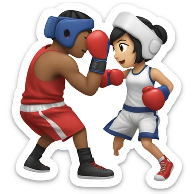 asian girl boxing with boyfriend sticker