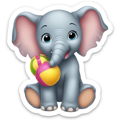 Baby elephant with toys sticker