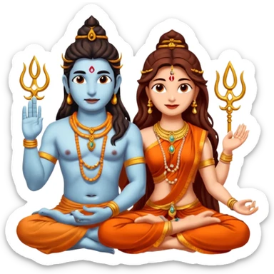 Sitting lord shiva and parvathi sticker