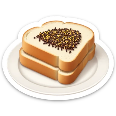 Slice of white bread on a white plate with chocolate sprinkles on top sticker