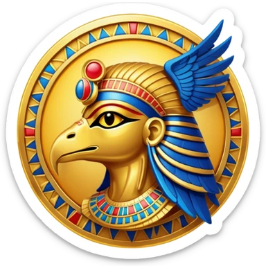 Egyptian sun god Ra with falcon head and sun disk sticker