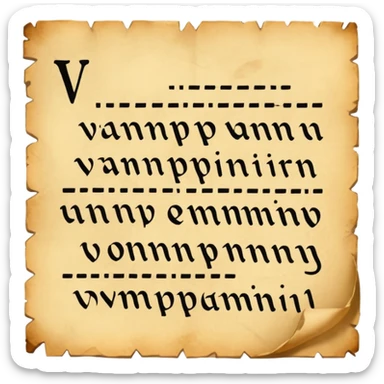 Text VAMPA written on old pergamin sticker