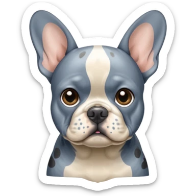 Blue, gray and tan spotted Merle Frenchie sticker