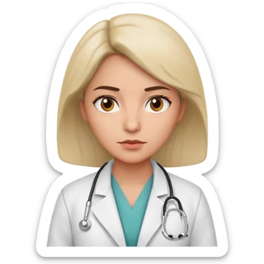 female medium skin physician, NO stethoscope around neck sticker