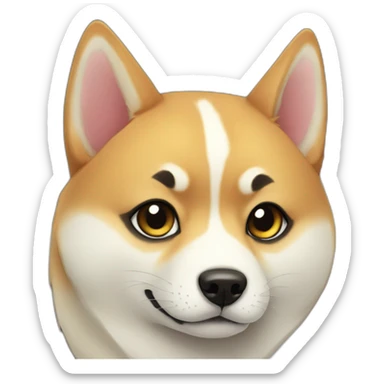 shibainu loves black cat sticker