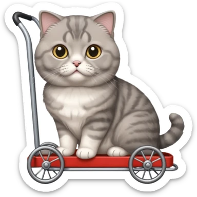 Grey Scottish fold with trolley sticker