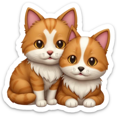 Cat and dog cuddling sticker