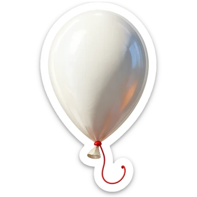 white balloon with a pink string sticker