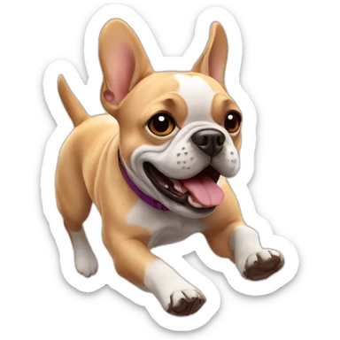 Frenchie dog running sticker