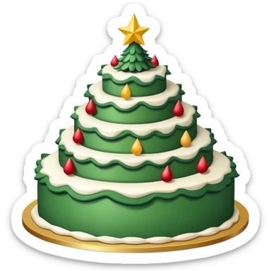 cake that looks like christmas tree, it is layered with white cream and has sharp corners sticker