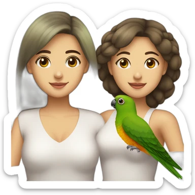 Merun bellied Green cheek conure and a woman sticker