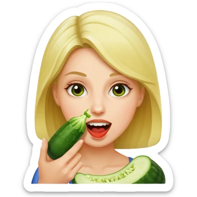 Ember a szájába veszi az uborkát sticker