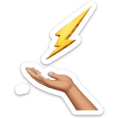 Hand catching a lightning bolt mid-air sticker