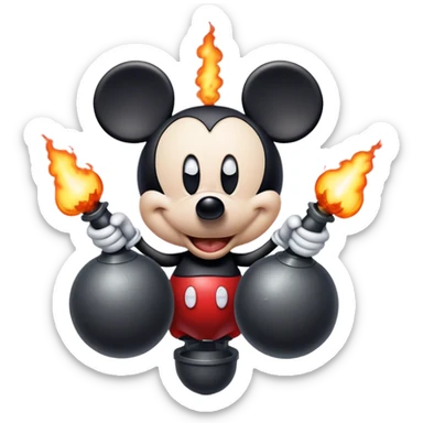 Psycho mickey Mouse with a bomb sticker