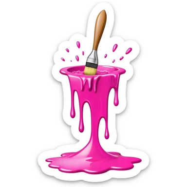  flying art brush dripping pink slop  sticker