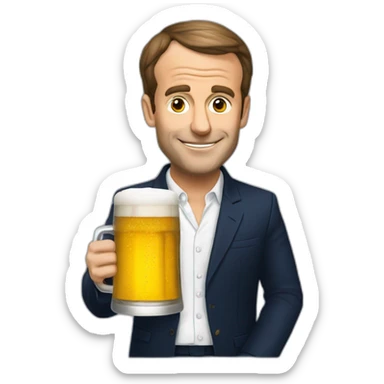 Macron qui boit une bière sticker