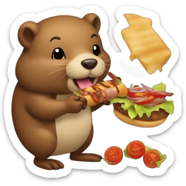 a beaver eating a kebab sticker