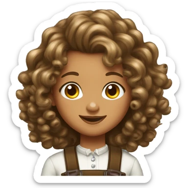 Oompa loompa girl long curly hair braces sticker