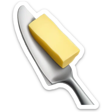 A curl of margarine on the tip of a butter knife sticker