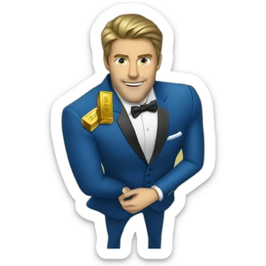 Posh-man-with-blue-suit-offering-goldbar sticker