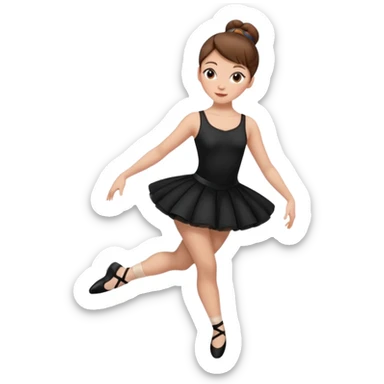 menina cabelos castanhos pele branca com coque vestida de roupas de jazz e sapatilhas pretas sticker