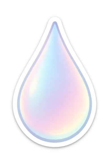 teardrop with a soft pastel glow, digital illustration, no background sticker