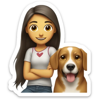 girl with dog smiling sticker