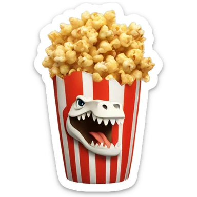 Popcorn with chicken legs and t rex arms sticker