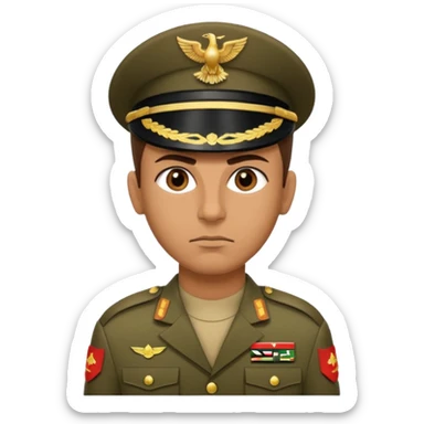 A portrait of an Iraqi soldier, shown from head to chest sticker