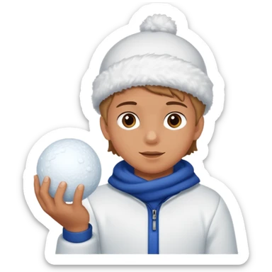 kid with sweated holding snowball sticker