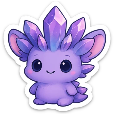 Add cute chibi-style ears to the crystal sprite creature. Keep the background transparent. The style should resemble a cute chibi character with clear, adorable ears, maintaining the original crystal sprite look. sticker