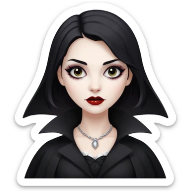 Women Vampire with black & white coat dress sticker