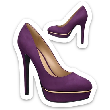 Midnight plum color REALISTIC suede platform high heels  sticker