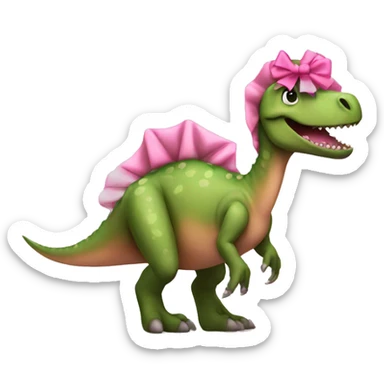 Dinosaur with a pink tutu and pink bow  sticker