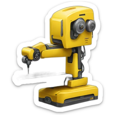 Robot tondeuse jaune et rectangulaire  sticker