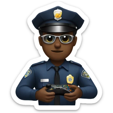 A cop playing Xbox sticker