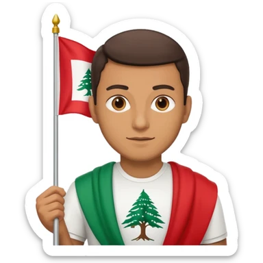 A guy with a lebanese flag sticker