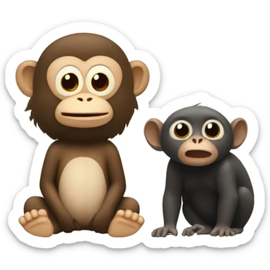 A monkey next to a mole sticker