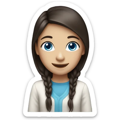 long dark brown hair girl with blue eyes smiling sticker