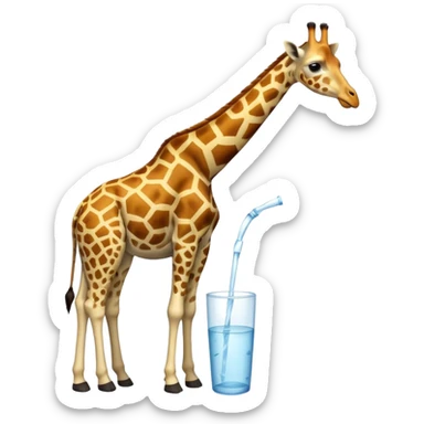 High resolution giraffe lean its neck to drink sticker