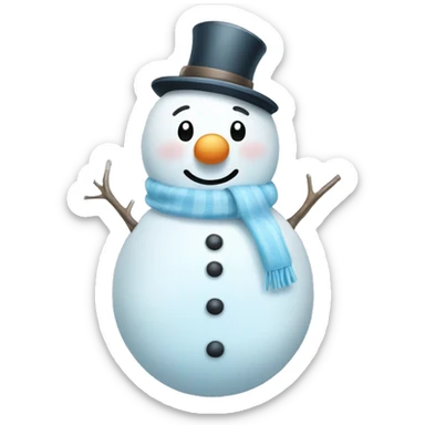 Very Cute white and light blue snowman sticker