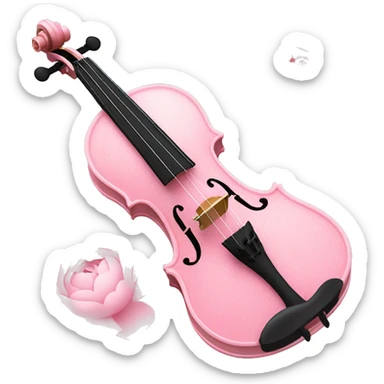 soft pastel pink violin with peonies and glitter sticker