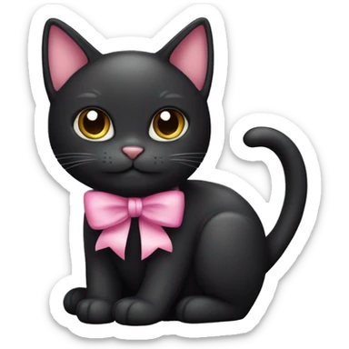 black cat with pink bow sticker