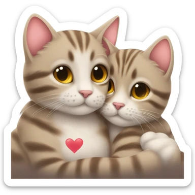 Cuddling tabby cats on Valentine’s Day  sticker