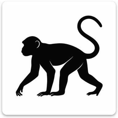 Monkey black silhouette white background sticker