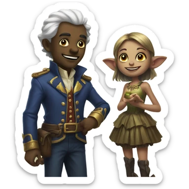 a sugar king and a girl goblin sticker